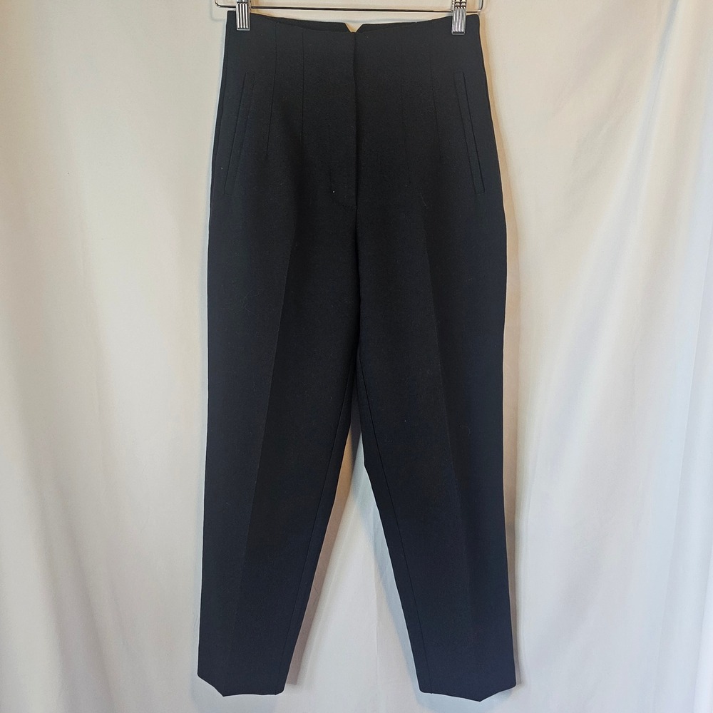 Zara High Waisted Tapered Trousers Small Black Officecore Minimalist Chic